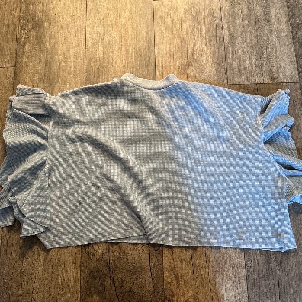 Altar'd State Blue Ruffled Asymmetrical Crop Top